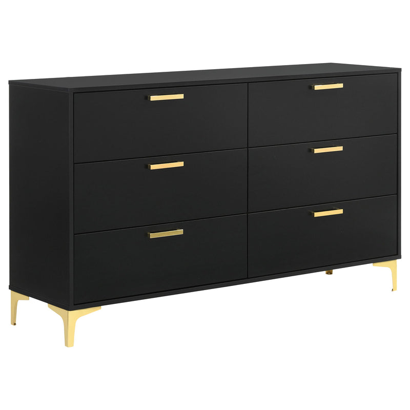 Lexie - 6 Drawer Rectangular Dresser - Black