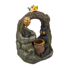 Load image into Gallery viewer, Decorative Two Tiered Water Fountain With Woodland Animal Design, Outdoor Fountain With Light And Pump - Dark Gray
