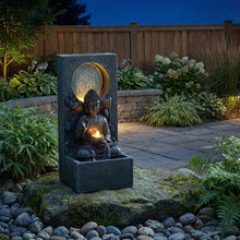 Load image into Gallery viewer, Zen - Outdoor Buddha Waterfall Fountain - Black

