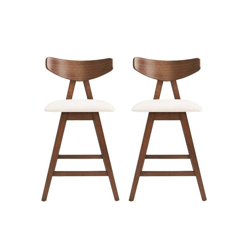 Mid Century Modern Counter Stool With V Shape Frame And Upholstered Seating