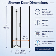 Load image into Gallery viewer, Semi Frameless Bifold Shower Door, Reversible Pivot Hinge, Space Saving Bathroom Panel - Matte Black
