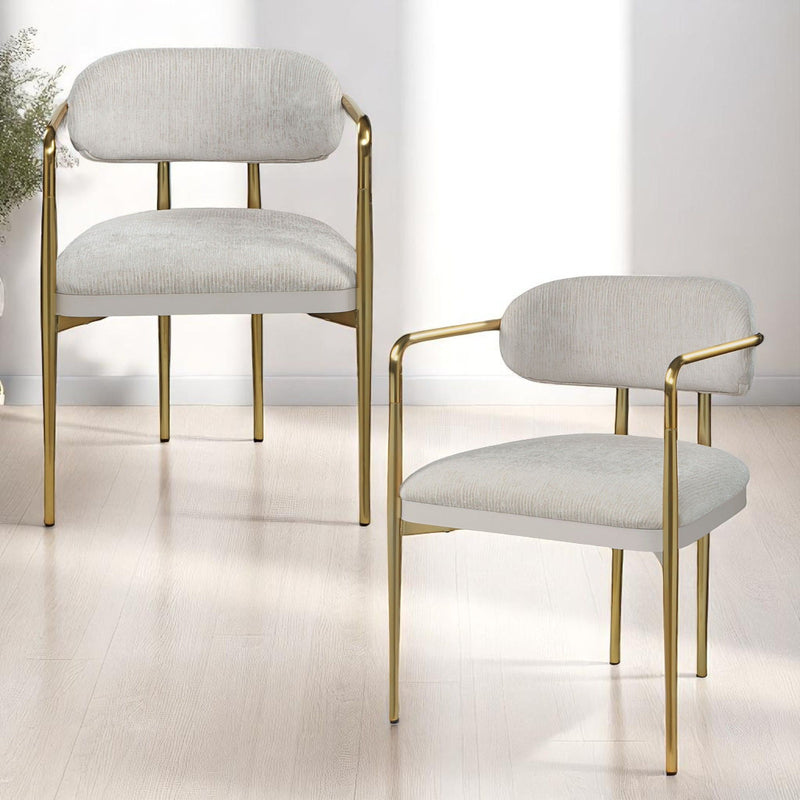 Zayn - Arm Chair (Set of 2) - Beige / Gold