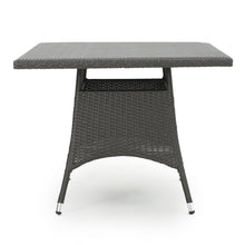 Load image into Gallery viewer, Outdoor Rattan Square Dining Table With 4 Legs - Gray
