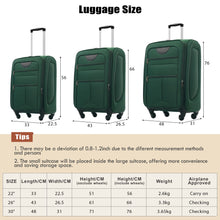 Load image into Gallery viewer, Softside Luggage Expandable 3 Piece Set Upright Spinner Lightweight Suitcase
