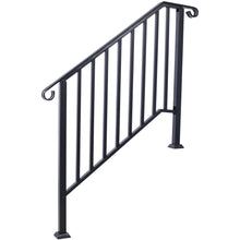 Load image into Gallery viewer, Handrails For Outdoor Steps, Fit 2 Or 3 Steps Outdoor Stair Railing, Wrought Iron Handrail, Flexible Porch Railing, Transitional Handrails For Concrete Steps Or Wooden Stairs
