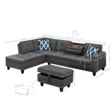Load image into Gallery viewer, Alger - Left Hand Facing Sofa &amp; Chaise With Ottoman - Dark Gray
