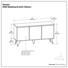 Load image into Gallery viewer, Hunter - 3 Door Sideboard Buffet With Hairpin Legs - Natural
