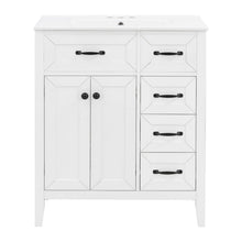 Load image into Gallery viewer, Bathroom Vanity With Sink, Freestanding Design, Soft Close Doors &amp; Drawers - White
