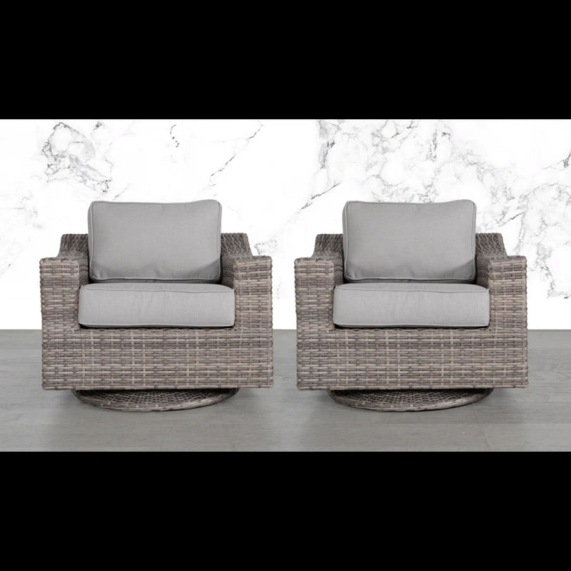 Swivel Patio Chair With Luxurious Cushions Perfect For Outdoor Relaxation (Set of 2) - Gray / Gray Mix
