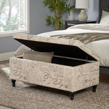 Load image into Gallery viewer, Parisian Upholstered Fabric Storage Ottoman - Beige / Reclaimed Natural
