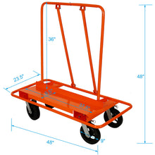 Load image into Gallery viewer, Heavy Duty Drywall Sheet Cart &amp; Panel Dolly With 2400Lbs Capacity, Mold On Rubber Wheels, Steel Construction - Orange
