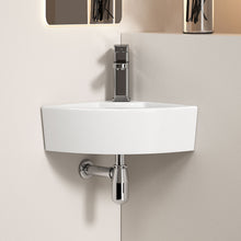 Load image into Gallery viewer, Triangle Corner Sink For Bathroom - Milk White
