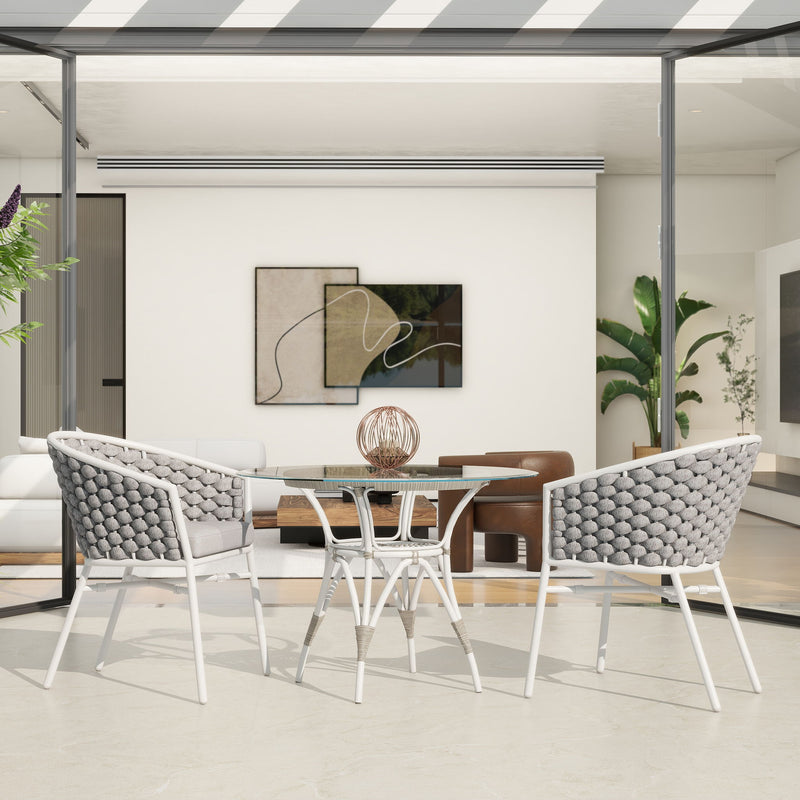 Rowan - Rope Barrel Back Patio Dining Chairs (Set of 2) - White
