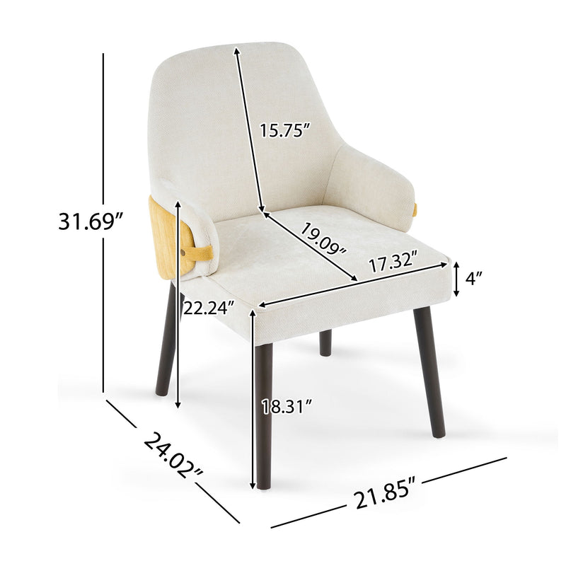 Indoor Dining Chair (Set of 2) With Sturdy Frame - Beige / Yellow
