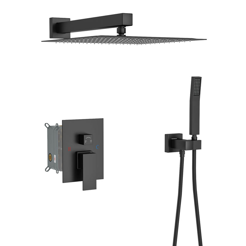 10" Square Dual Shower Head System Wall Mounted With Rough In Valve Modern Bathroom Fixture