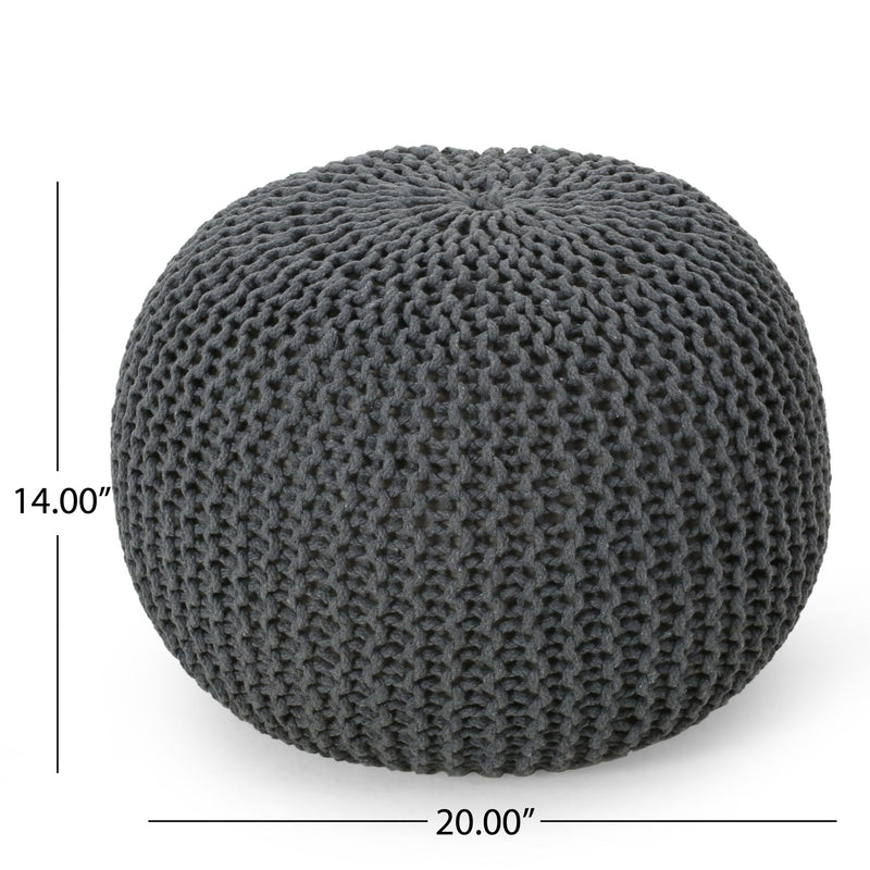 Bordeaux - Knitted Round Pouf, Versatile Ottoman And Floor Cushion