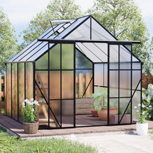 Load image into Gallery viewer, Double Door Polycarbonate house Raised Base And Anchor Aluminum Heavy Duty Walk In houses For Outdoor Backyard In All Season
