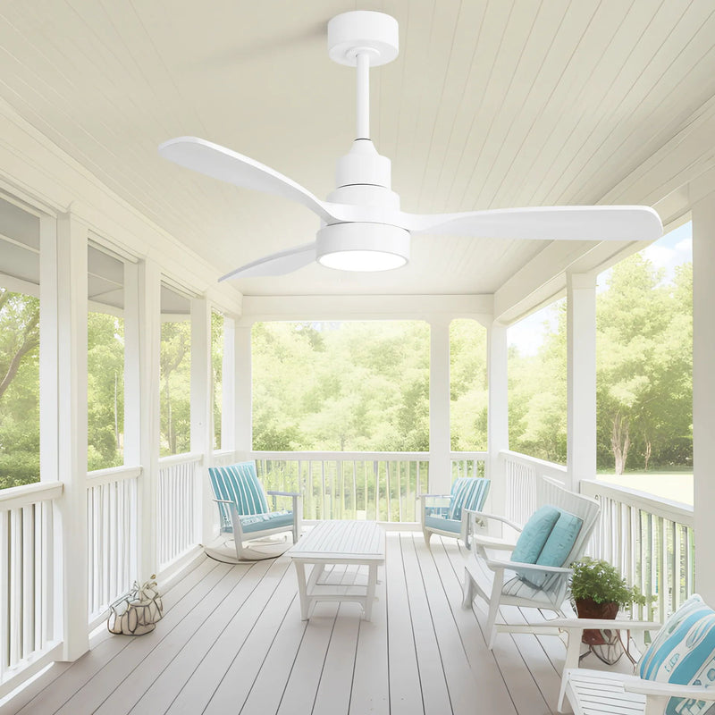 48" Ceiling Fan With Dimmable 3Cct LED Light, DC Motor, Reversible - White