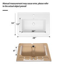 Load image into Gallery viewer, Rectangular Single Vanity Top With 1 Faucet Hole And Overflow, 28 X 19" - White
