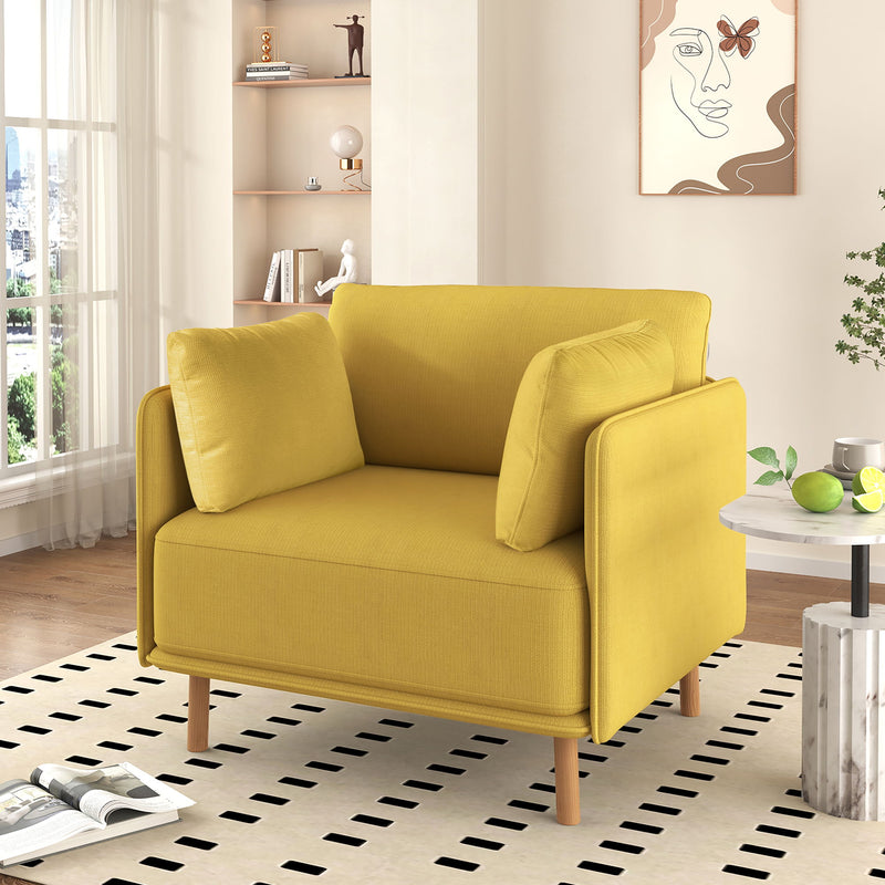 Modern Upholstered Accent Chair With Soft Cushions, Sleek Armrest Design