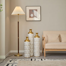 Load image into Gallery viewer, Floor Metal Vase Modern Style Decoration Home Droplet Shaped Metal Vase 3 Piece Set Gorgeous Home Decoration Large Glazed Metal Vase - Gold / White
