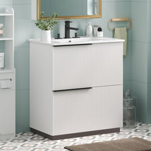 Load image into Gallery viewer, Fluted Bathroom Vanity With Ceramic Sink, Soft Close Slides
