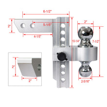 Load image into Gallery viewer, Alu - Adjustable Trailer Drop Hitch 2" Receiver 8" Adjustable - Silver
