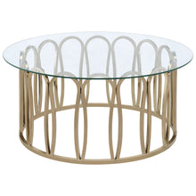Load image into Gallery viewer, Round Glass Top Table With Polished Metal Base
