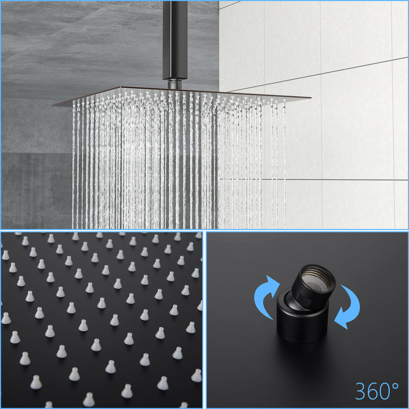 Luxury Rain Fixed Shower Head 12" Square Oil Rubbed Bronze Stainless Steel - Oil-Rubbed Bronze