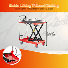 Load image into Gallery viewer, Hydraulic Lift Table Cart 500Lbs Load Red Single Scissor Lift With Non Slip Pads And Wheels - Red / Black
