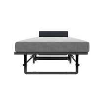 Load image into Gallery viewer, Modern Metal Folding Bed Frame With Foam Mattress, Easy Storage &amp; Mobility - Black
