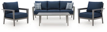 Load image into Gallery viewer, Gali - Sofa / Chairs / Table Set (Set of 4) - Gray / Blue
