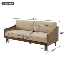 Load image into Gallery viewer, 3 Seater Sofa With Rattan Armrests
