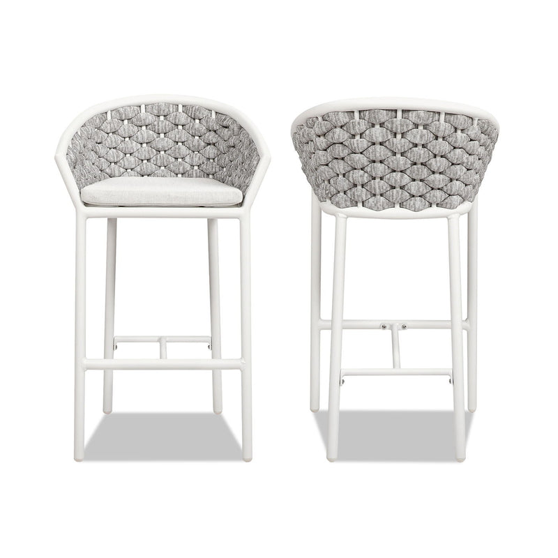 Rowan - Rope Barrel Low Back Patio Counter Stool (Set of 2) - White