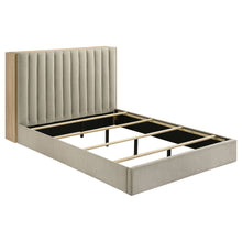 Load image into Gallery viewer, Merritt - Queen Bookcase Storage Bed With Tufted Headboard - Light Oak / Light Tan

