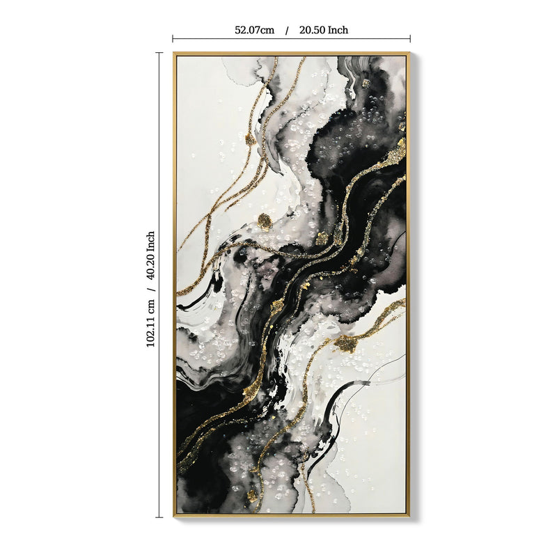 Large Framed And Abstract Wall Art, Minimalist Canvas Prints (Set of 2) - White / Black