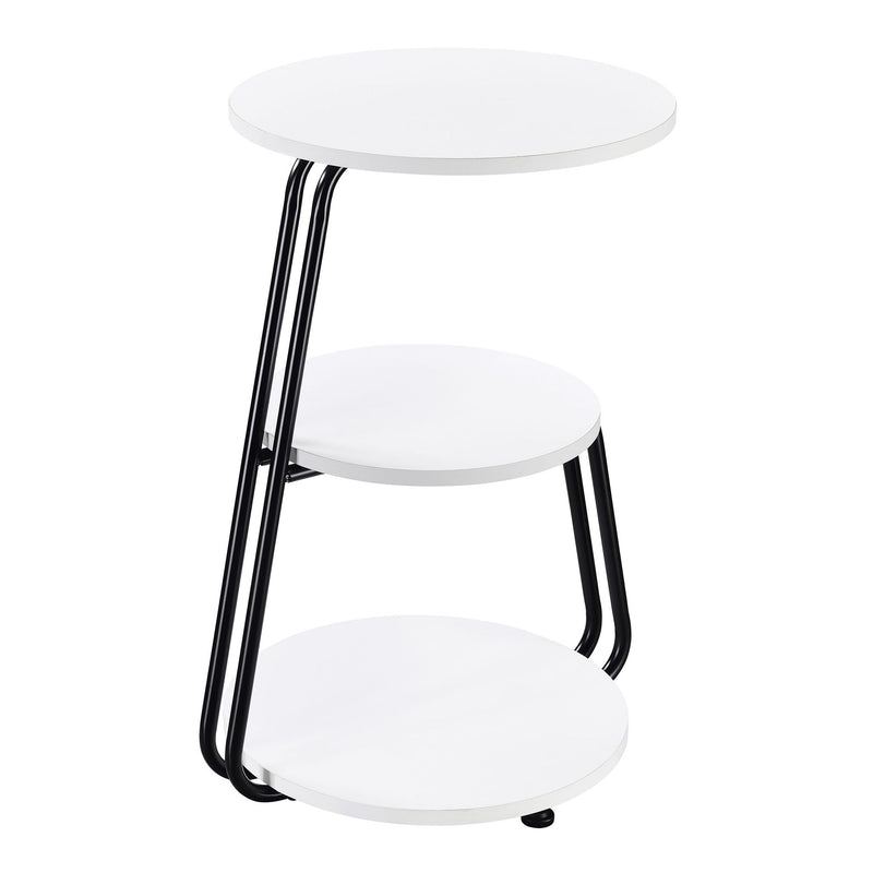 Dixon - 3 Tier Round Accent Side Table With Slim Legs - White / Black