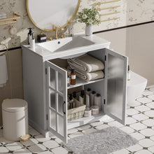 Load image into Gallery viewer, Modern Bathroom Vanity With Ceramic Sink, Tempered Blurred Glass Doors
