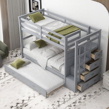 Load image into Gallery viewer, Bunk Bed With Trundle And Staircase
