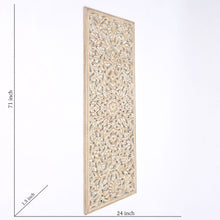 Load image into Gallery viewer, Floral Hand Carved Mandala Rectangle Wall Decor With Mirror - Antique Brown / White
