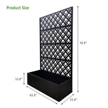 Load image into Gallery viewer, Rhombus Planter Raised Garden Bed With Trellis For Climbing Plants - Black

