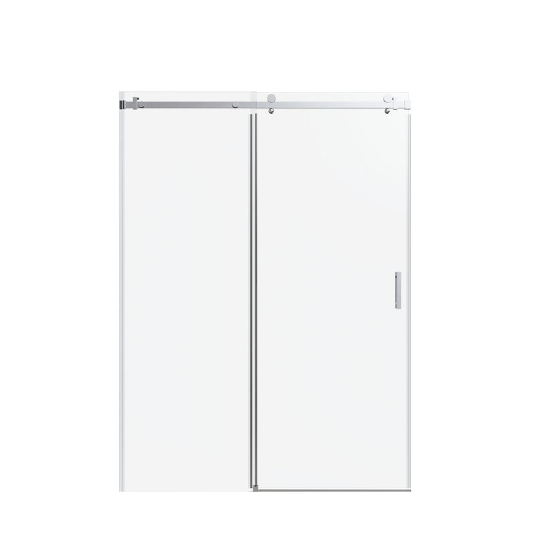 Frameless Single Sliding Shower Doors With Reversible Installation, 5 / 16" Tempered Glass - Chrome
