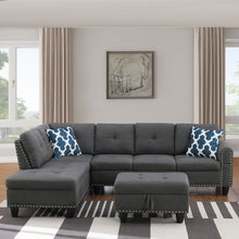Load image into Gallery viewer, Alger - Left Hand Facing Sofa &amp; Chaise With Ottoman - Dark Gray
