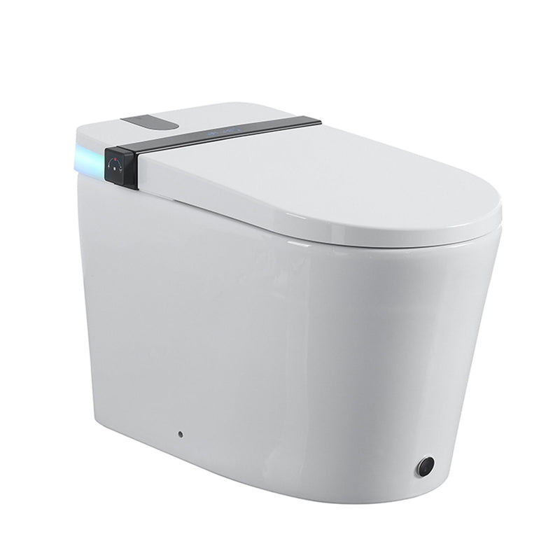 Smart Toilet With Bidet Seat Built In, Auto Open / Close Seat, Foot Sensor, LED Display - White