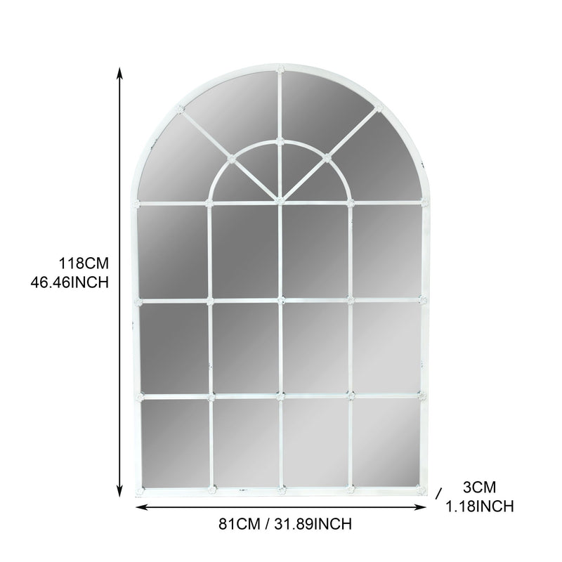 Handmade Arched Mirror, Windows Design For Entryway - White