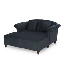 Load image into Gallery viewer, Upholstered Chaise Lounge &amp; Scroll Arms, Turned Legs And 2 Pillows - Charcoal
