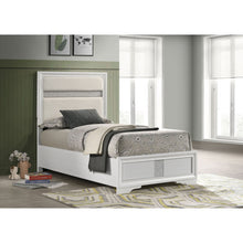 Load image into Gallery viewer, Panel Bed With Padded Headboard And Glittering Accent Stripes
