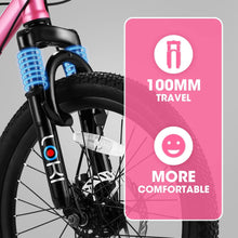 Load image into Gallery viewer, S20101 20" Kids' Bike, Boys Girls Mountain Bike Ages 8-12, 7 Speed Teenager Children Kids' Bicycles, Front Suspension Disc Brake Rear V-Brake, High Steel Frame
