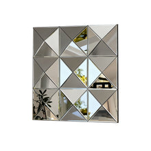 Load image into Gallery viewer, 3D Beveled Wall Mirror With Frame, Large Square Design For Living Room - Silver
