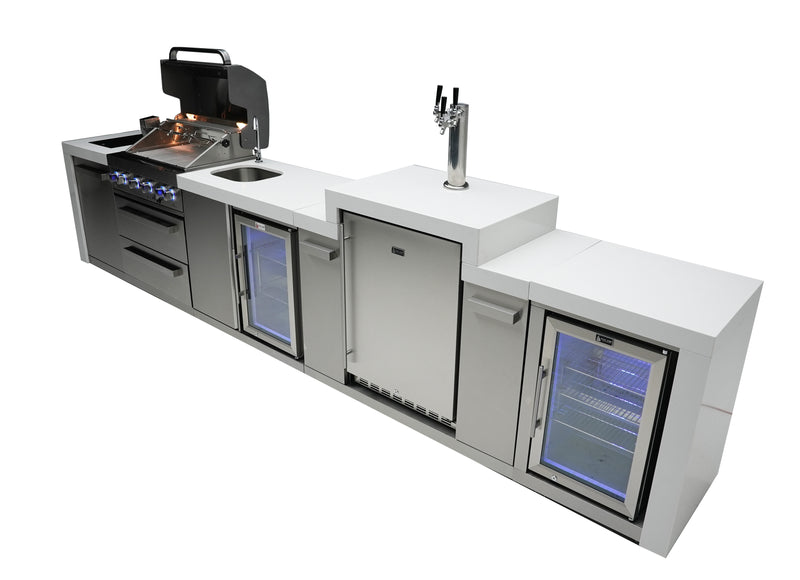 MONT ALPI 4-BURNER DELUXE ISLAND WITH A KEGERATOR, BEVERAGE CENTER AND FRIDGE CABINET-MAi400-DKEGBEVFC